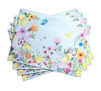 Maison d' Hermine Placemats Set of 4 100% Cotton Washable Cloth Place Mats, Reusable Table Mats for Kitchen Dining Decoration, Wedding, Restaurant Spring/Summer (Jardin D'Ete - Mint, 33 CM x 48 CM)
