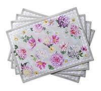 Maison d' Hermine Placemats Set of 4 100% Cotton Washable Cloth Place Mats, Reusable Table Mats for Kitchen Dining Decoration, Party, Wedding, Restaurant Spring/Summer (Pivoine, 33 CM x 48 CM)
