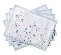 Maison d' Hermine Placemats Set of 4 100% Cotton Washable Cloth Place Mats, Reusable Table Mats for Kitchen Dining Decoration, Party, Wedding, Restaurant, Hotel (Ice Florals, 33 CM x 48 CM)