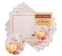Maison d' Hermine Placemats Set of 4 100% Cotton Washable Cloth Place Mats, Reusable Table Mats for Kitchen Dining Decoration, Party, Wedding, Restaurant, Hotel (Potiron, 33 CM x 48 CM)