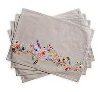 Maison d' Hermine Placemats Set of 4 100% Cotton Washable Cloth Place Mats, Reusable Table Mats for Kitchen Dining Decoration, Party, Wedding, Restaurant Spring/Summer (Ibiza - Beige, 33 CM x 48 CM)