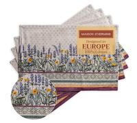 Maison d' Hermine Placemats Set of 4 100% Cotton Washable Cloth Place Mats, Reusable Table Mats for Kitchen Dining Decoration, Party, Wedding, Restaurant Spring/Summer (Fanny Lavender, 33 CM x 48 CM)