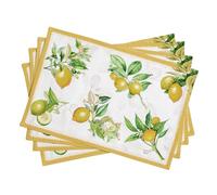 Maison d' Hermine Placemats Set of 4 100% Cotton Washable Reusable Table Mats for Home Kitchen Dining Party Wedding Restaurant Gifts for Mothers Day (Limoncello, 33 CM x 48 CM)