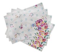 Maison d' Hermine Placemats Set of 4 100% Cotton Washable Reusable Table Mats for Home Kitchen Dining Party Wedding Restaurant Gifts for Mothers Day (Rose Garden, 33 CM x 48 CM)
