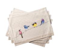 Maison d' Hermine Placemats Set of 4 100% Cotton Washable Reusable Table Mats for Home Kitchen Dining Party Wedding Restaurant Gifts for Mothers Day (Birdies On Wire, 33 CM x 48 CM)