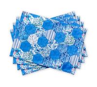 Maison d' Hermine Placemats Set of 4 100% Cotton Washable Reusable Table Mats for Home Kitchen Dining Party Wedding Restaurant Gifts for Mothers Day (Summer Blues, 33 CM x 48 CM)