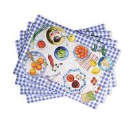 Maison d' Hermine Placemats Set of 4 100% Cotton Washable Reusable Table Mats for Home Kitchen Dining Party Wedding Restaurant Gifts for Mothers Day (Gourmand, 33 CM x 48 CM)
