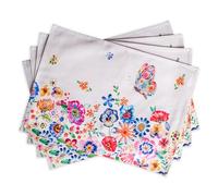 Maison d' Hermine Placemats Set of 4 100% Cotton Washable Reusable Table Mats for Home Kitchen Dining Party Wedding Restaurant Gifts for Mothers Day (Happy Florals - High Summer, 33 CM x 48 CM)