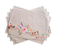 Maison d' Hermine Placemats Set of 4 100% Cotton Washable Reusable Table Mats for Home Kitchen Dining Party Wedding Restaurant Spring Summer (Ibiza - Beige, 33 cm x 48 cm)