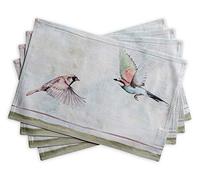 Maison d' Hermine Placemats Set of 4 100% Cotton Washable Reusable Table Mats for Home Kitchen Dining Party Wedding Restaurant Easter Decorations (Flying Birds, 33 CM x 48 CM)