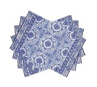 Maison d' Hermine Placemats Set of 4 100% Cotton Washable Reusable Table Mats for Home Kitchen Dining Party Wedding Restaurant Easter Decorations (Melodie Bleue, 33 CM x 48 CM)