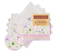 Maison d' Hermine Placemats Set of 4 100% Cotton Washable, Reusable Table Mats for Spring and Summer Decorations Home Kitchen Dining Party Wedding Restaurant (Magnolia Mornings, 33 CM x 48 CM)