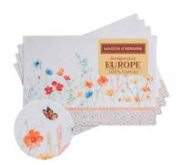 Maison d' Hermine Placemats Set of 4 100% Cotton Washable, Reusable Table Mats for Spring and Summer Decorations Home Kitchen Dining Party Wedding Restaurant (Summer Whisper, 33 CM x 48 CM)