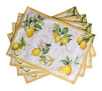 Maison d' Hermine Placemats Set of 4 100% Cotton Washable, Reusable Table Mats for Spring and Summer Decorations Home Kitchen Dining Party Wedding Restaurant (Limoncello, 33 CM x 48 CM)
