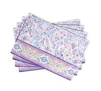 Maison d' Hermine Placemats Set of 4 100% Cotton Washable, Reusable Table Mats for Spring and Summer Decorations Home Kitchen Dining Party Wedding Restaurant (Indian Floral, 33 CM x 48 CM)