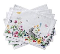 Maison d' Hermine Placemats Set of 4 100% Cotton Washable, Reusable Table Mats for Spring and Summer Decorations Home Kitchen Dining Party Wedding Restaurant (Printemps, 33 CM x 48 CM)