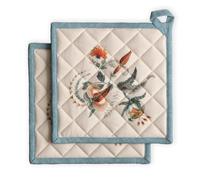 Maison d' Hermine Pot Holder 100% Cotton Easter Potholder Heat Resistant Set of 2 Hotpads with Loop for Baking Grilling Microwave, Handling Hot Pans, Dalida - Spring/Summer (20cm x 20cm)