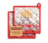 Maison d' Hermine Pot Holders set 100% Cotton Heat Resistant Potholders 20 cm x 20 cm Hot Pads with Loop BBQ, Cooking, Baking, Grilling, Handling Hot Pans (Pack of 2, Bagatelle)