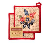 Maison d' Hermine Pot Holders set 100% Cotton Heat Resistant Potholders 20 cm x 20 cm Hot Pads with Loop BBQ, Cooking, Baking, Grilling, Handling Hot Pans (Pack of 2, Kalahari)