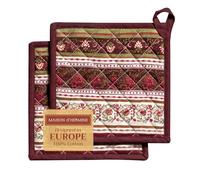 Maison d' Hermine Pot Holders Set 100% Cotton Heat Resistant Potholders 20 cm x 20 cm Hot Pads with Loop for Christmas Decorations BBQ Cooking Handling Hot Pans (Pack of 2, Reveillon Au Jardin)