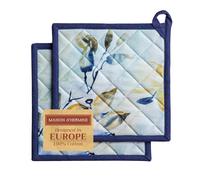 Maison d' Hermine Pot Holders Set 100% Cotton Heat Resistant Potholders 20 cm x 20 cm Hot Pads with Loop for BBQ Cooking Baking Handling Hot Pans Spring Summer (Pack of 2, Lazy Summer Days)