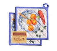 Maison d' Hermine Pot Holders set 100% Cotton Heat Resistant Potholders 20 cm x 20 cm Hot Pads with Loop BBQ, Cooking, Baking, Grilling, Handling Hot Pans Spring/Summer (Pack of 2, Gourmand)