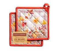 Maison d' Hermine Pot Holders Set 100% Cotton Heat Resistant Potholders 20 cm x 20 cm Hot Pads with Loop for Christmas Decorations BBQ Cooking Baking Handling Hot Pans (Pack of 2, Amarante)