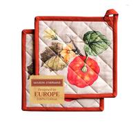 Maison d' Hermine Pot Holders Set 100% Cotton Heat Resistant Potholders 20 cm x 20 cm Hot Pads with Loop for Christmas Decorations BBQ Cooking Baking Handling Hot Pans (Pack of 2, Potiron)