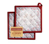 Maison d'Hermine Pot Holders100% Cotton Set of 2 Pot Holders 20cm x 20cm with Loop Heat Resistant Grilling Microwave Barbeque Handling Hot Pans - Gifts for Mothers Day (Fairytale Forest)