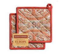 Maison d' Hermine Pot Holders set 100% Cotton Heat Resistant Potholders 20 cm x 20 cm Hot Pads with Loop BBQ, Cooking, Baking, Grilling, Handling Hot Pans (Pack of 2, Kashmir Paisley)