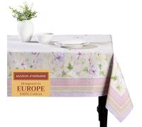 Maison d' Hermine Table Cloth Rectangle Table 100% Cotton 180 cm x 140 cm Tablecloth Reusable Decorative Everyday Use for Dining Room, Farmhouse, Home Party, Festive Spring Summer - Magnolia Mornings