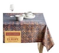 Maison d' Hermine Table Cloth Rectangle Table 100% Cotton 180 cm x 140 cm Tablecloth Reusable Decorative Everyday Use for Dining Room, Farmhouse, Home Party, Festive, Wedding - Imperfection