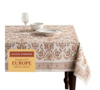 Maison d' Hermine Table Cloth Rectangle Table 100% Cotton 180 cm x 140 cm Tablecloth Reusable Decorative Everyday Use for Dining Room, Farmhouse, Home Party, Festive, Wedding - Allure