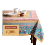 Maison d' Hermine Table Cloth Rectangle Table 100% Cotton 180 cm x 140 cm Tablecloth Reusable Decorative Everyday Use for Dining Room, Farmhouse, Home Party, Festive Spring Summer - Marquise
