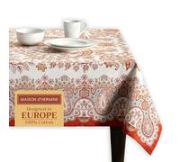 Maison d' Hermine Table Cloth Rectangle Table 100% Cotton 180 cm x 140 cm Tablecloth Reusable Decorative Everyday Use for Dining Room, Farmhouse, Home Party, Festive, Wedding - Cachemire