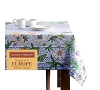 Maison d' Hermine Table Cloth Rectangle Table 100% Cotton 180 cm x 140 cm Tablecloth Reusable Decorative Everyday Use for Dining Room, Farmhouse, Home Party, Festive Spring Summer - Passiflora