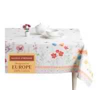 Maison d' Hermine Table Cloth Rectangle Table 100% Cotton 180 cm x 140 cm Tablecloth Reusable Decorative Everyday Use for Dining Room, Farmhouse, Home Party, Festive Spring Summer - Summer Whisper