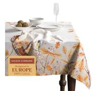 Maison d' Hermine Table Cloth Rectangle Table 100% Cotton 180 cm x 140 cm Tablecloth Reusable Everyday Use for Christmas Decorations Dining Farmhouse Home Party Festive (Oak Leaves)