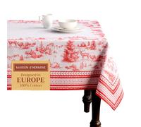 Maison d' Hermine Table Cloth Rectangle Table 100% Cotton 180 cm x 140 cm Tablecloth Reusable Everyday Use for Christmas Decorations Dining Farmhouse Home Party Festive (Winter Jouy)