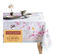 Maison d' Hermine Table Cloth Rectangle Table 100% Cotton 180 cm x 140 cm Tablecloth Reusable Everyday Use for Dining Farmhouse Home Party Festive Hotel Kitchen Spring Summer (Blossoms In Spring)
