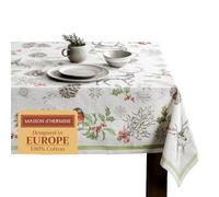 Maison d' Hermine Table Cloth Rectangle Table 100% Cotton 180 cm x 140 cm Tablecloth Reusable Everyday Use for Christmas Decorations Dining Farmhouse Home Party Festive (Christmas Dew)