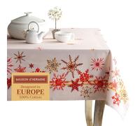 Maison d' Hermine Table Cloth Rectangle Table 100% Cotton 180 cm x 140 cm Tablecloth Reusable Everyday Use for Christmas Decorations Dining Farmhouse Home Party Festive (Crystal Star)