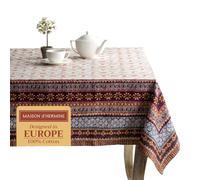 Maison d' Hermine Table Cloth Rectangle Table 100% Cotton 180 cm x 140 cm Tablecloth Reusable Everyday Use for Christmas Decorations Dining Farmhouse Home Party Festive (Fair Isle)