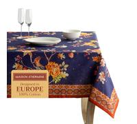 Maison d' Hermine Table Cloth Rectangle Table 100% Cotton 180 cm x 140 cm Tablecloth Reusable Everyday Use for Christmas Decorations Dining Farmhouse Home Party Festive (Kelim - Infinity)