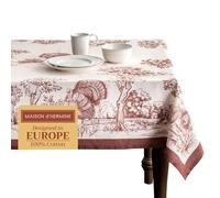 Maison d' Hermine Table Cloth Rectangle Table 100% Cotton 180 cm x 140 cm Tablecloth Reusable Everyday Use for Christmas Decorations Dining Farmhouse Home Party Festive (Holy Jouy - Brown)