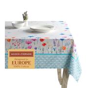Maison d' Hermine Table Cloth Rectangle Table 100% Cotton 230 cm x 140 cm Tablecloth Reusable Decorative Everyday Use for Dining Room, Farmhouse, Home Party, Festive - Flower In The Field