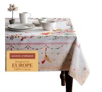 Maison d' Hermine Table Cloth Rectangle Table 100% Cotton 230 cm x 140 cm Tablecloth Reusable Decorative Everyday Use for Dining Room, Farmhouse, Home Party, Festive Spring Summer - Ibiza - Beige