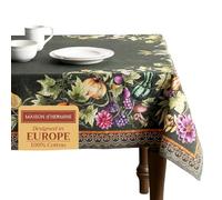 Maison d' Hermine Table Cloth Rectangle Table 100% Cotton 230 cm x 140 cm Tablecloth Reusable Decorative Everyday Use for Dining Room, Farmhouse, Home Party, Festive - Pumpkin Garden - Dark Green