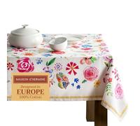 Maison d' Hermine Table Cloth Rectangle Table 100% Cotton 230 cm x 140 cm Tablecloth Reusable Decorative Everyday Use for Dining Room, Farmhouse, Home Party, Festive - Happy Florals - Sweety