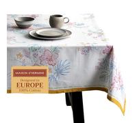 Maison d' Hermine Table Cloth Rectangle Table 100% Cotton 230 cm x 140 cm Tablecloth Reusable Decorative Everyday Use for Dining Room, Farmhouse, Home Party, Festive Spring Summer - Paradise Island